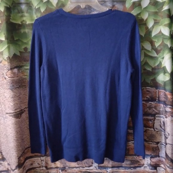 Royal Blue V Neck Ribbed Sweater - Picture 2 of 4